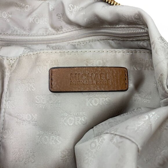 MICHAEL Michael Kors Large Fulton Triple Compartment Hobo Bag Tan Leather Gold - Picture 13 of 16